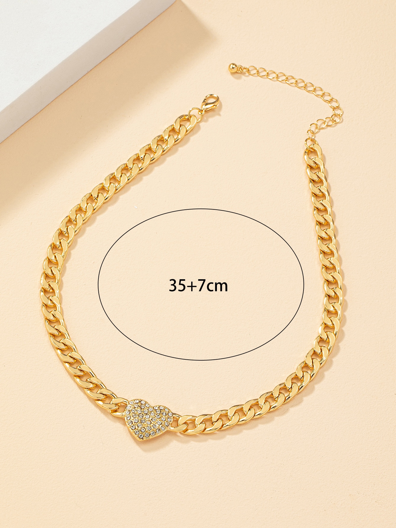 Rhinestone Heart Decor Necklace